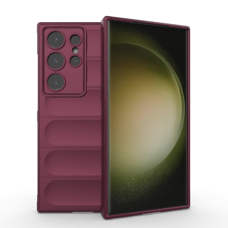 For Samsung Galaxy S24 Ultra 5G Magic Shield TPU + Flannel Phone Case(Wine Red)