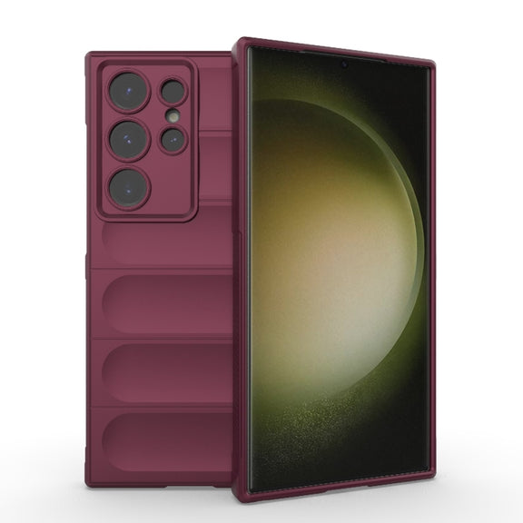 For Samsung Galaxy S24 Ultra 5G Magic Shield TPU + Flannel Phone Case(Wine Red)