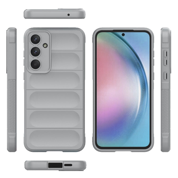For Samsung Galaxy A55 5G Magic Shield TPU + Flannel Phone Case(Grey)
