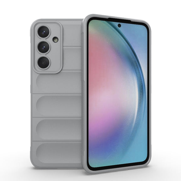 For Samsung Galaxy A55 5G Magic Shield TPU + Flannel Phone Case(Grey)