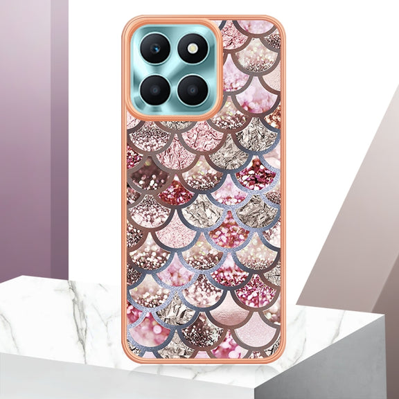 For Honor X6a Electroplating IMD TPU Phone Case(Pink Scales)