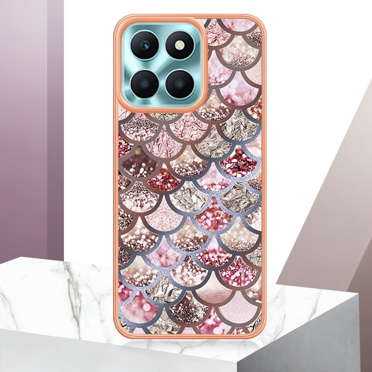 For Honor X6a Electroplating IMD TPU Phone Case(Pink Scales)