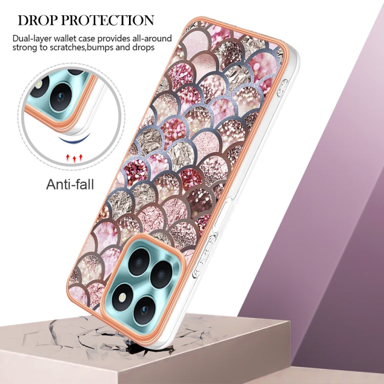 For Honor X6a Electroplating IMD TPU Phone Case(Pink Scales)