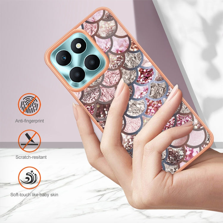 For Honor X6a Electroplating IMD TPU Phone Case(Pink Scales)