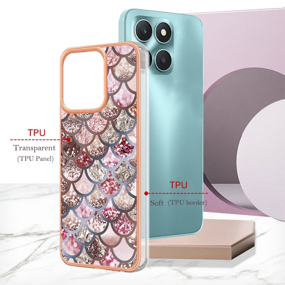 For Honor X6a Electroplating IMD TPU Phone Case(Pink Scales)