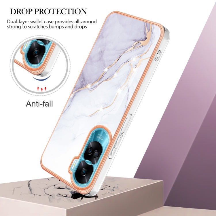 For Honor 90 Lite 5G Electroplating Marble Dual-side IMD Phone Case(White 006)