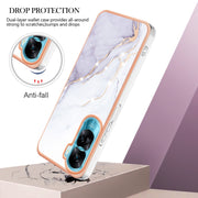 For Honor 90 Lite 5G Electroplating Marble Dual-side IMD Phone Case(White 006)