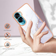 For Honor 90 Lite 5G Electroplating Marble Dual-side IMD Phone Case(White 006)