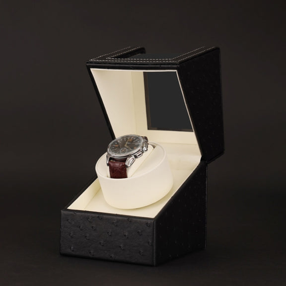 Leather Single Watch Box Electric Motor Watch Shaker Automatic Watch Shaker, US Plug