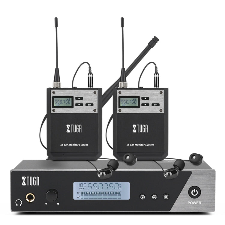 XTUGA  IEM1100 Professional Wireless In Ear Monitor System 2 BodyPacks(UK Plug)