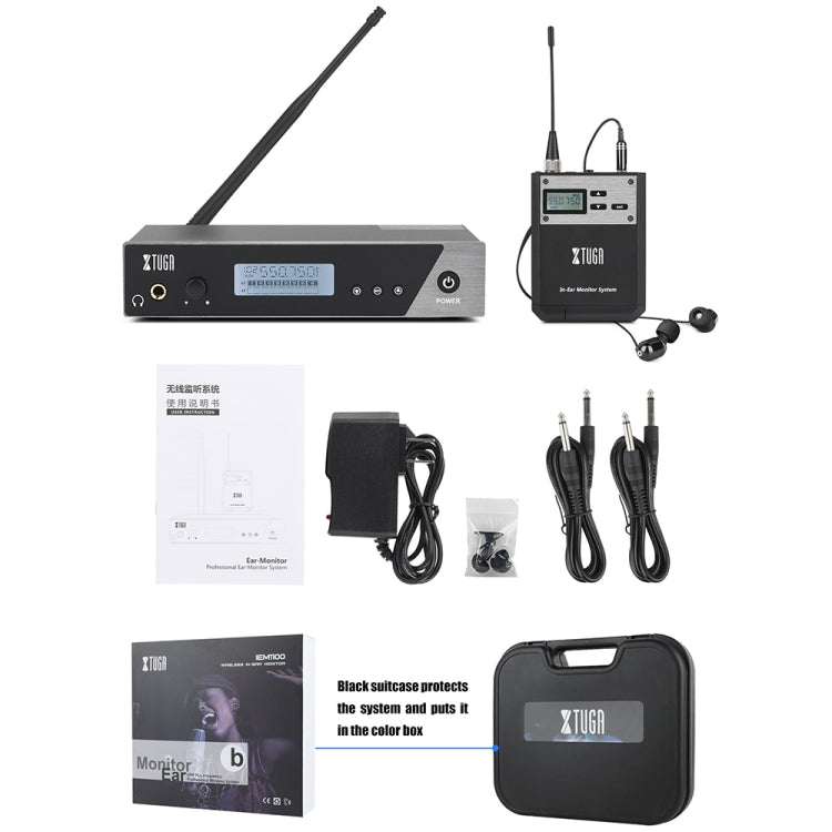 XTUGA  IEM1100 Professional Wireless In Ear Monitor System 2 BodyPacks(EU Plug)