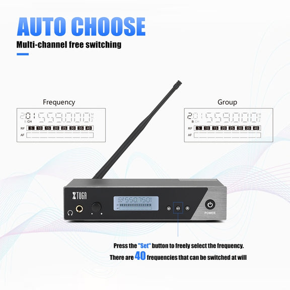 XTUGA  IEM1100 Professional Wireless In Ear Monitor System 5 BodyPacks(UK Plug)