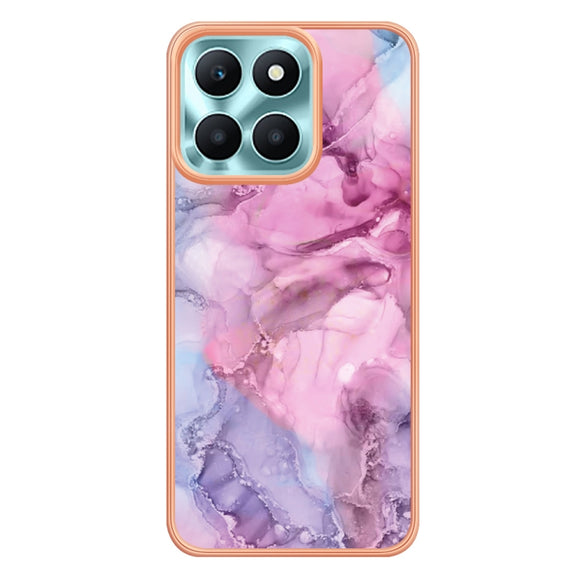 For Honor X6a Electroplating Marble Dual-side IMD Phone Case(Pink 013)