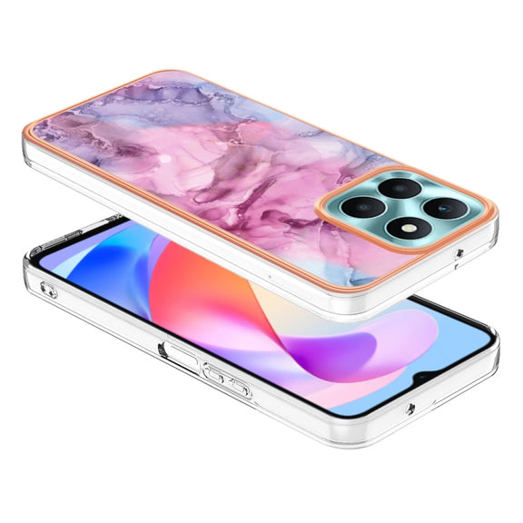 For Honor X6a Electroplating Marble Dual-side IMD Phone Case(Pink 013)