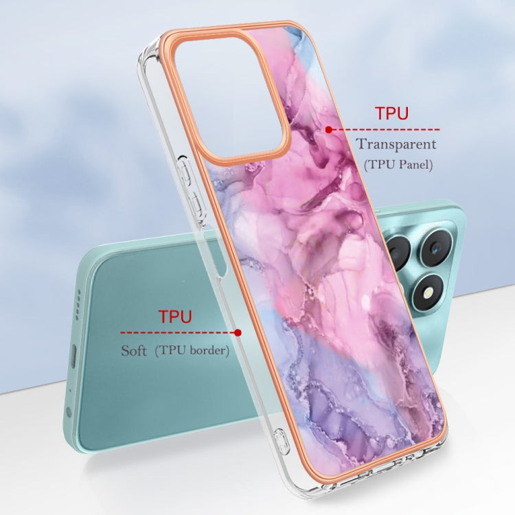 For Honor X6a Electroplating Marble Dual-side IMD Phone Case(Pink 013)