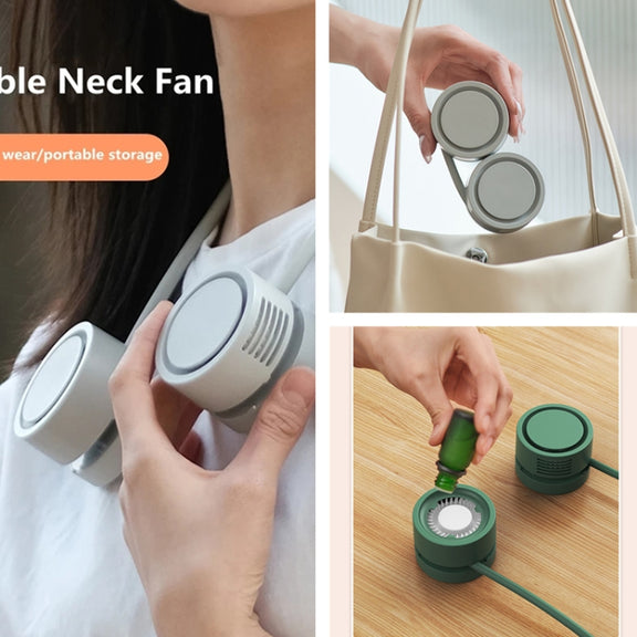 DQ209 Portable Hanging Neck Mute Aroma Diffuser Small Fan(Ice Green)