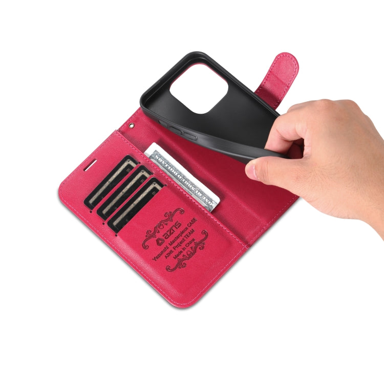 For iPhone 16 Pro Max AZNS Sheepskin Texture Flip Leather Phone Case(Red)
