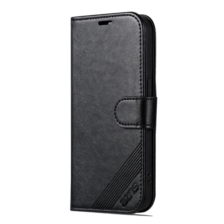 For iPhone 16 Pro AZNS Sheepskin Texture Flip Leather Phone Case(Black)
