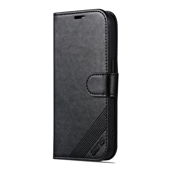 For iPhone 16 Pro AZNS Sheepskin Texture Flip Leather Phone Case(Black)