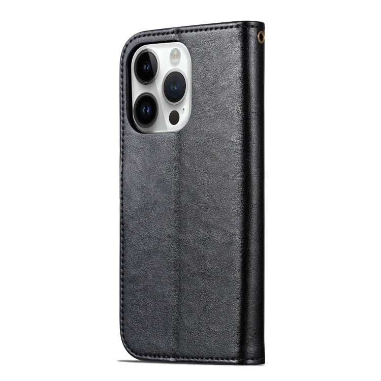 For iPhone 16 Pro AZNS Sheepskin Texture Flip Leather Phone Case(Black)