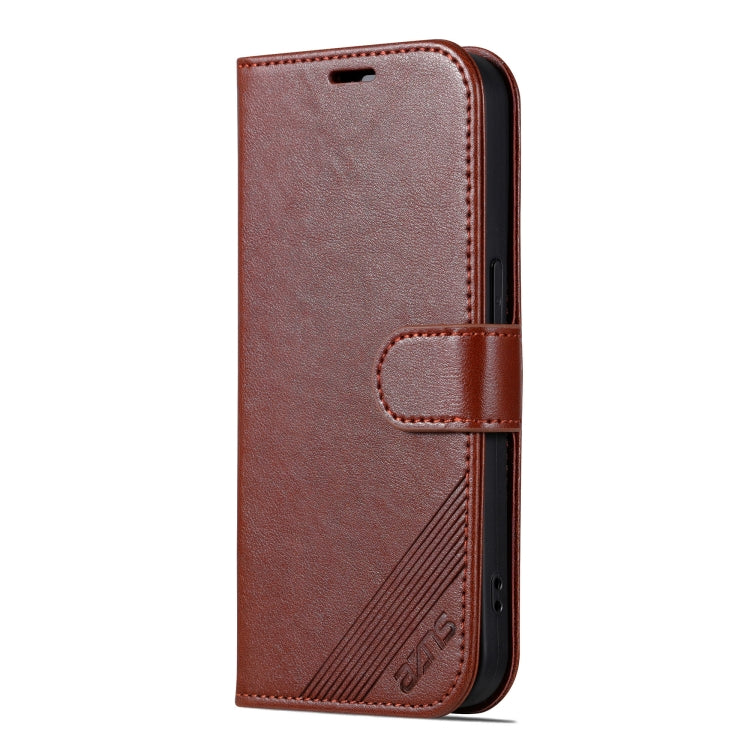 For iPhone 16 Pro AZNS Sheepskin Texture Flip Leather Phone Case(Brown)