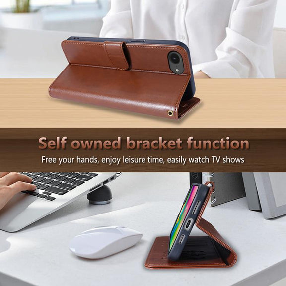 For iPhone 16e AZNS Sheepskin Texture Flip Leather Phone Case(Brown)