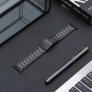 For Apple Watch Ultra 49mm Safety Buckle Titanium Steel Watch Band(Black)