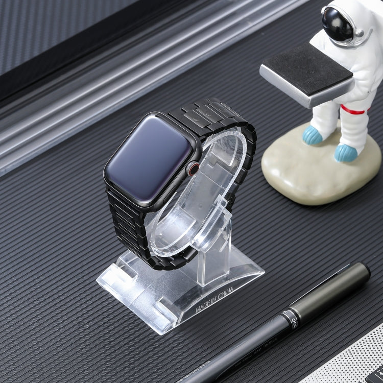 For Apple Watch Series 8 45mm Safety Buckle Titanium Steel Watch Band(Black)