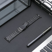 For Apple Watch Series 7 45mm Safety Buckle Titanium Steel Watch Band(Black)