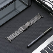 For Apple Watch Series 7 45mm Safety Buckle Titanium Steel Watch Band(Grey)