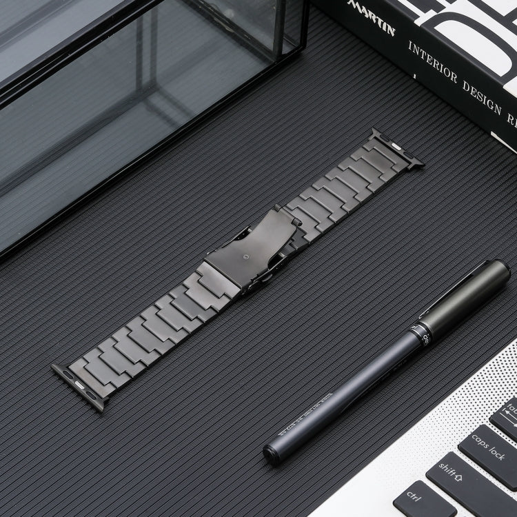 For Apple Watch SE 40mm Safety Buckle Titanium Steel Watch Band(Grey)