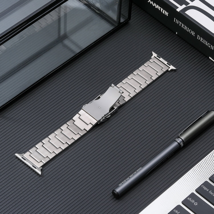 For Apple Watch SE 40mm Safety Buckle Titanium Steel Watch Band(Silver)
