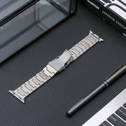 For Apple Watch Series 4 44mm Safety Buckle Titanium Steel Watch Band(Silver)
