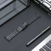 For Apple Watch Series 2 38mm Safety Buckle Titanium Steel Watch Band(Black)