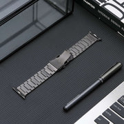 For Apple Watch 42mm Safety Buckle Titanium Steel Watch Band(Grey)