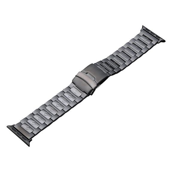 For Apple Watch 42mm Safety Buckle Titanium Steel Watch Band(Grey)