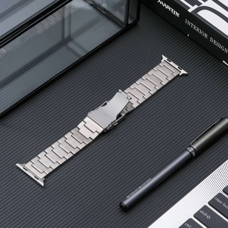 For Apple Watch 42mm Safety Buckle Titanium Steel Watch Band(Silver)