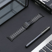 For Apple Watch 38mm Safety Buckle Titanium Steel Watch Band(Black)