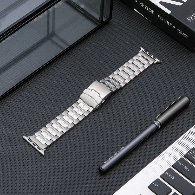 For Apple Watch 38mm Safety Buckle Titanium Steel Watch Band(Silver)