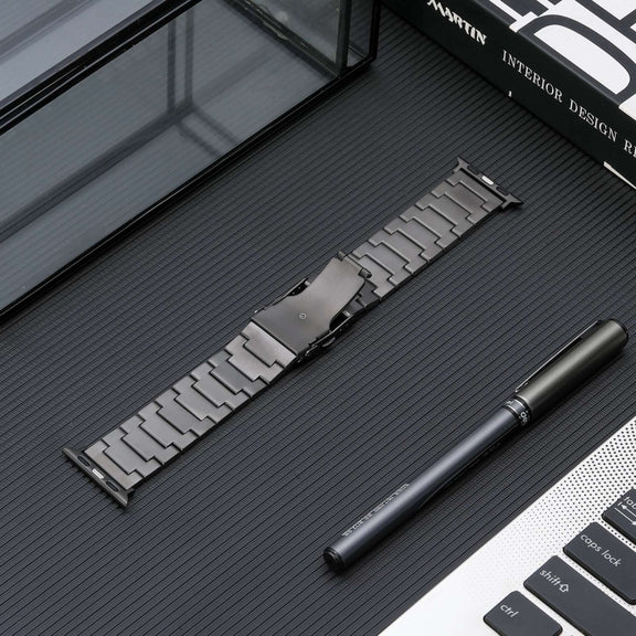 For Apple Watch Ultra 2 49mm Safety Buckle Titanium Steel Watch Band(Grey)