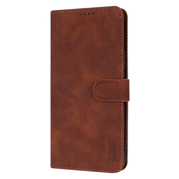 For iPhone 16e AZNS Skin Feel Calf Texture Flip Leather Phone Case(Brown)