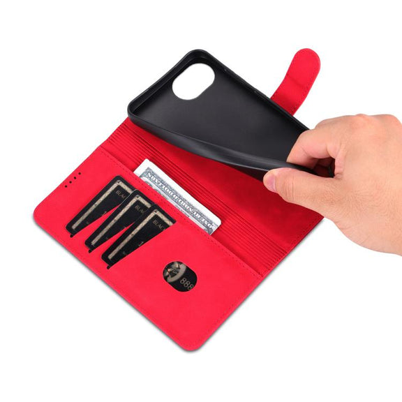 For iPhone 16e AZNS Skin Feel Calf Texture Flip Leather Phone Case(Red)