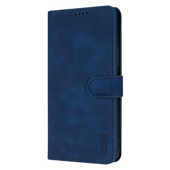 For iPhone 16e AZNS Skin Feel Calf Texture Flip Leather Phone Case(Blue)