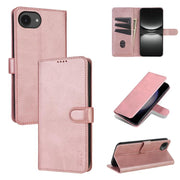 For iPhone 16e AZNS Skin Feel Calf Texture Flip Leather Phone Case(Rose Gold)