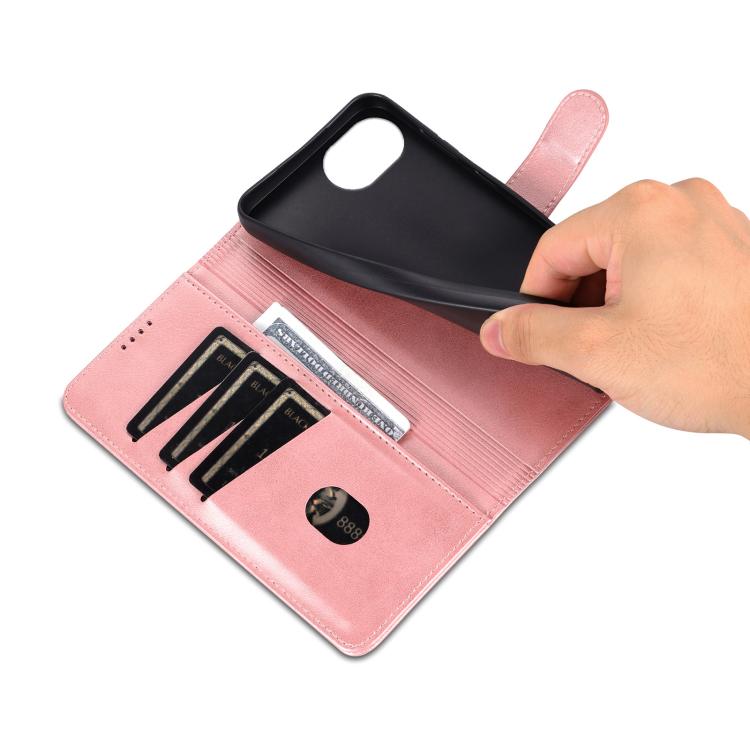 For iPhone 16e AZNS Skin Feel Calf Texture Flip Leather Phone Case(Rose Gold)