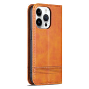 For iPhone 16 Pro Max AZNS Magnetic Calf Texture Flip Leather Phone Case(Light Brown)