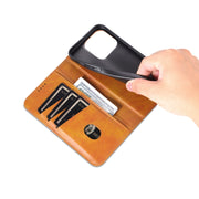 For iPhone 16 Pro Max AZNS Magnetic Calf Texture Flip Leather Phone Case(Light Brown)