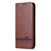 For iPhone 16 Pro Max AZNS Magnetic Calf Texture Flip Leather Phone Case(Dark Brown)