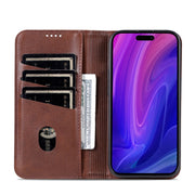For iPhone 16 Pro Max AZNS Magnetic Calf Texture Flip Leather Phone Case(Dark Brown)
