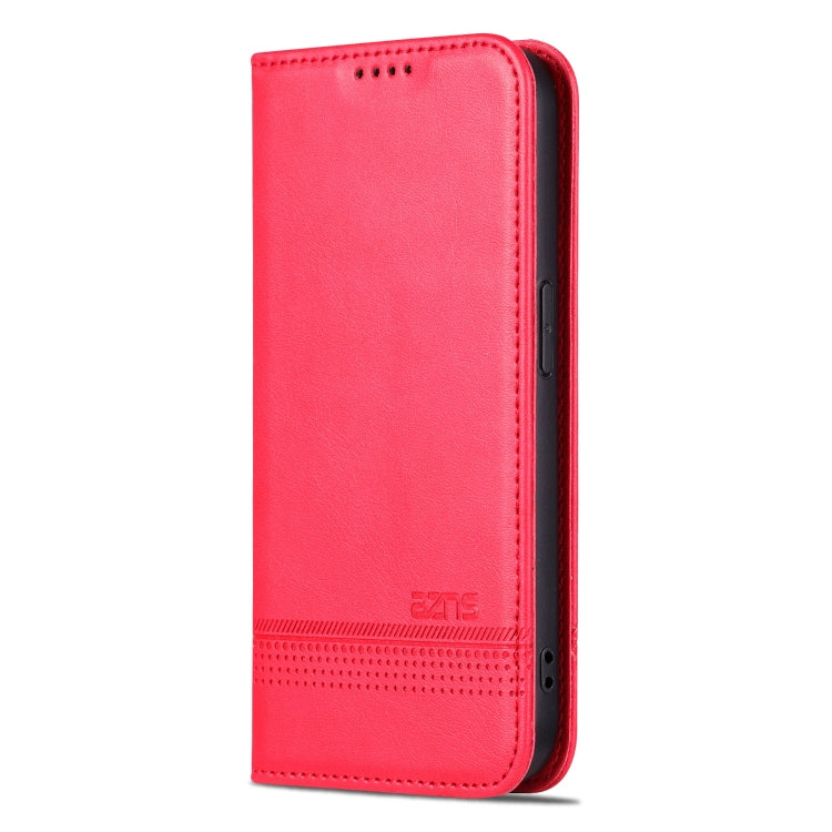 For iPhone 16 Pro Max AZNS Magnetic Calf Texture Flip Leather Phone Case(Red)